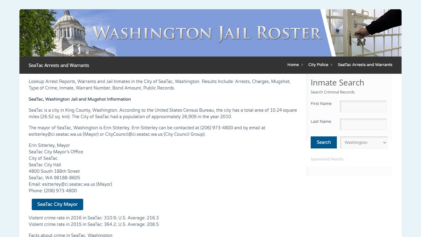 SeaTac Arrests and Warrants | Jail Roster Search