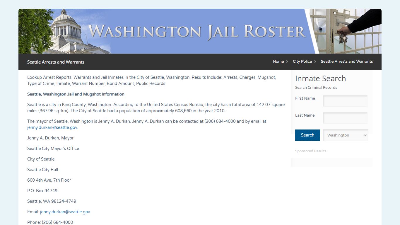 Seattle Arrests and Warrants | Jail Roster Search